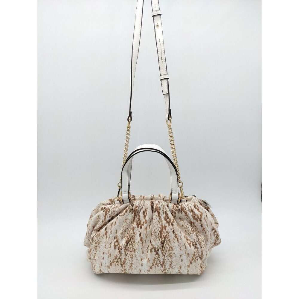 INC KJ frame pleated faux-leather women's satchel crossbody purse - SNAKE